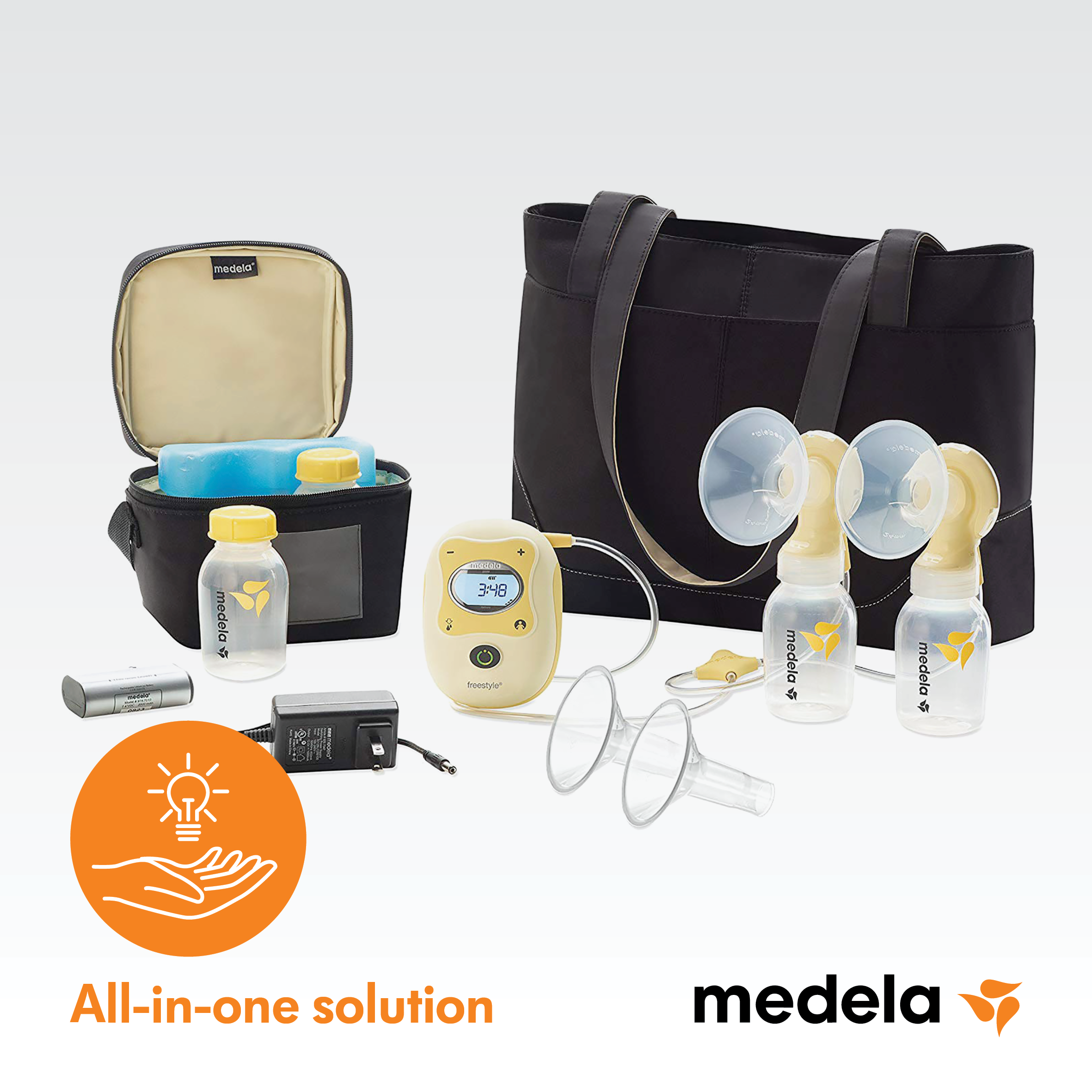 Medela Freestyle Double Electric Breast Pump, Hands Free Breastpump,  Rechargeable Battery, Lightweight, Digital Display with Memory Button,  Lactation Support